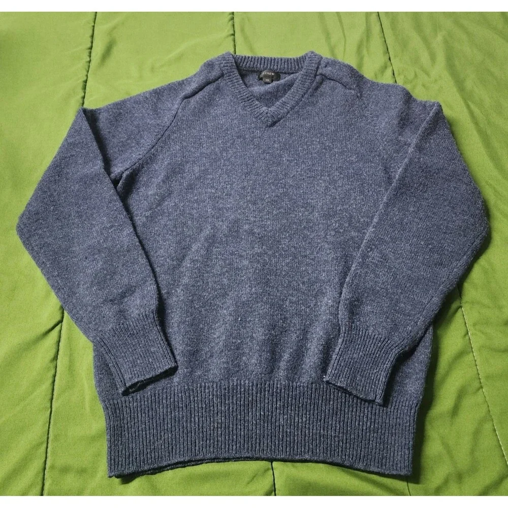 J. CREW Long Sleeve Crew Neck Wool Lambswool Men's Sweater Navy Blue Size XS